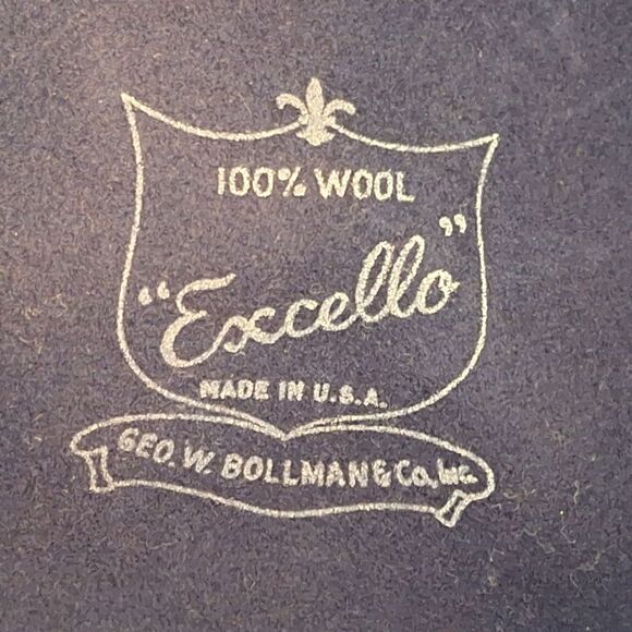 Vintage Mr. John Classic Wool Hat Wide Brim Satin Bow Navy Blue MCM Made in USA - Picture 8 of 13